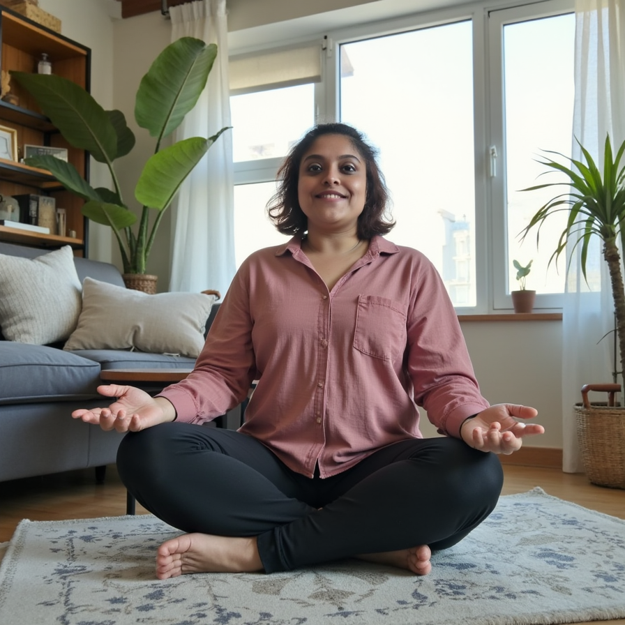 Midhu Luke meditating at home